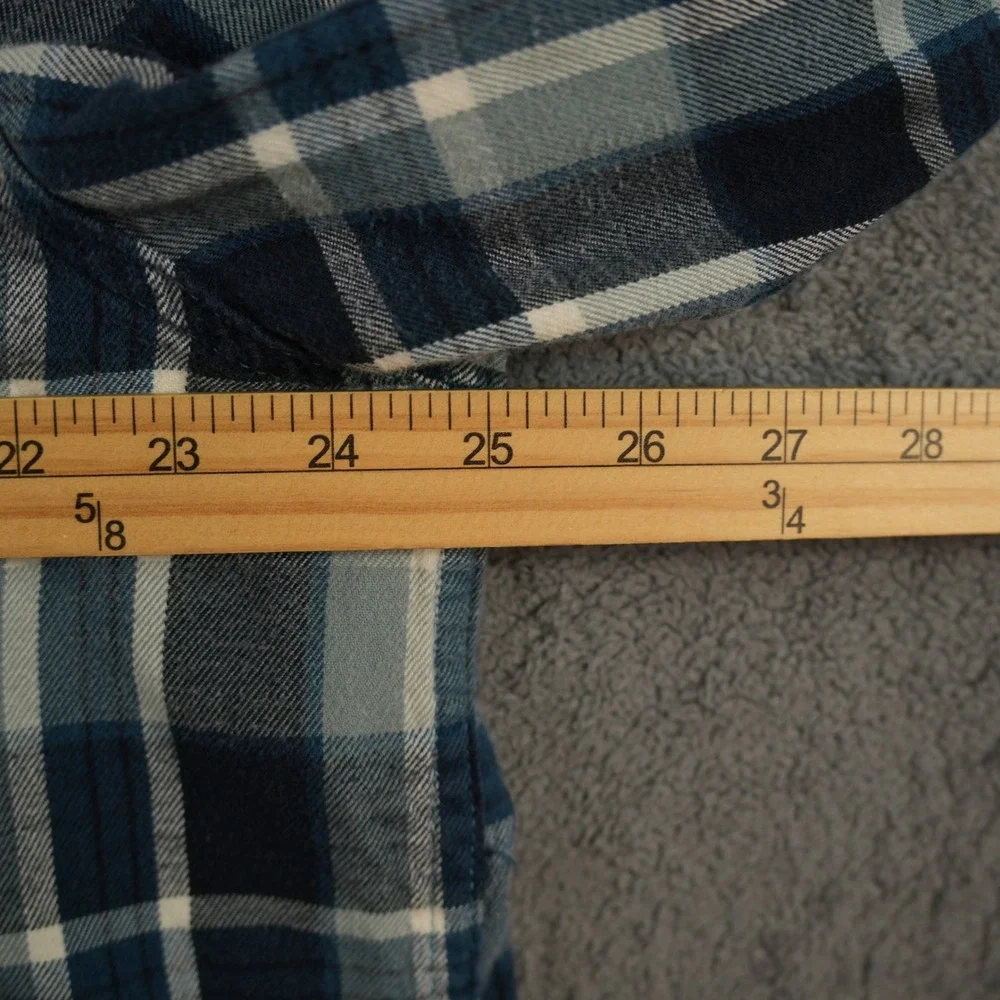 The North Face Flannel Shirt Mens XXL‎ Blue Plaid Long Sleeve Button Down